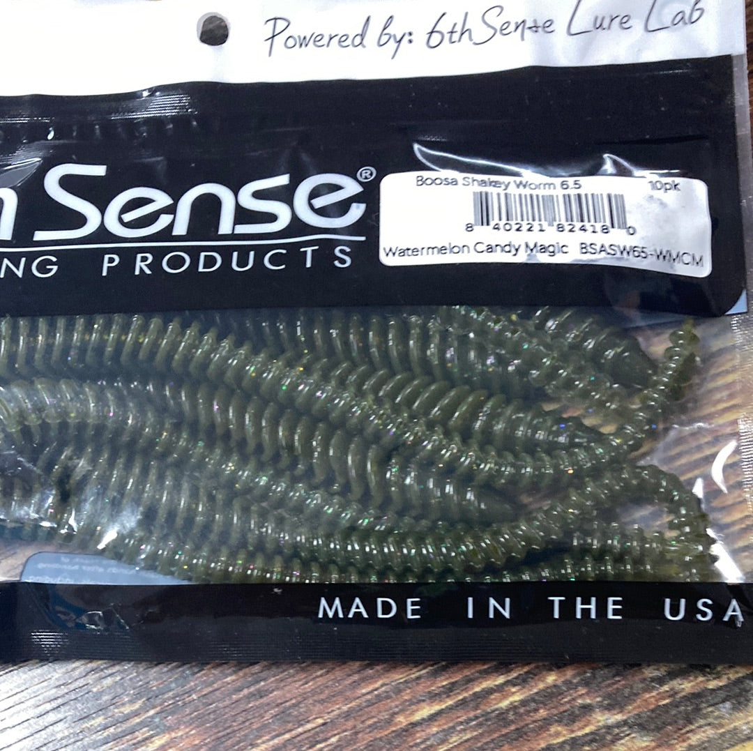 6th Sense Boosa Shakey Worm 6.5" Watermelon Candy Magic