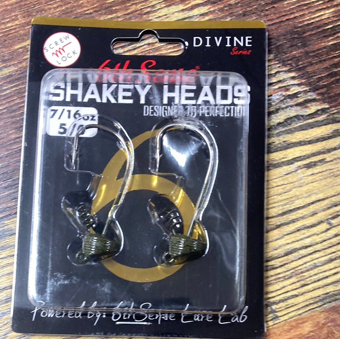 6th Sense Divine Shakey Heads 7/16 oz. 5/0 Green Pumpkin