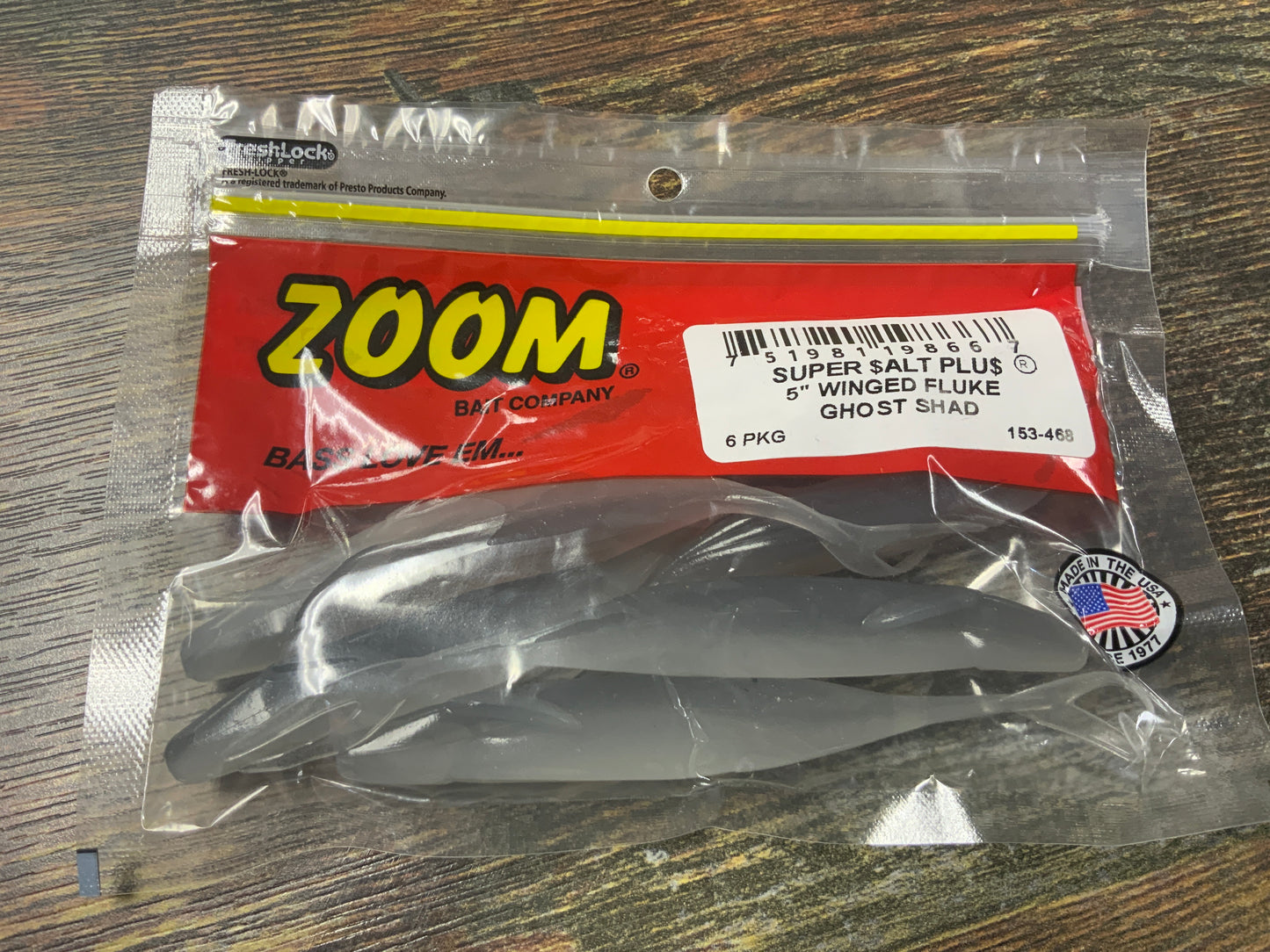 Zoom Winged Fluke 5" Ghost Shad