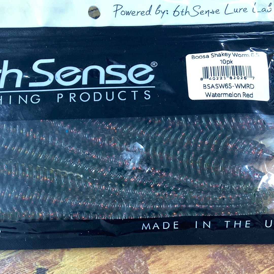 6th Sense Boosa Shakey Worm 6.5" Watermelon Red