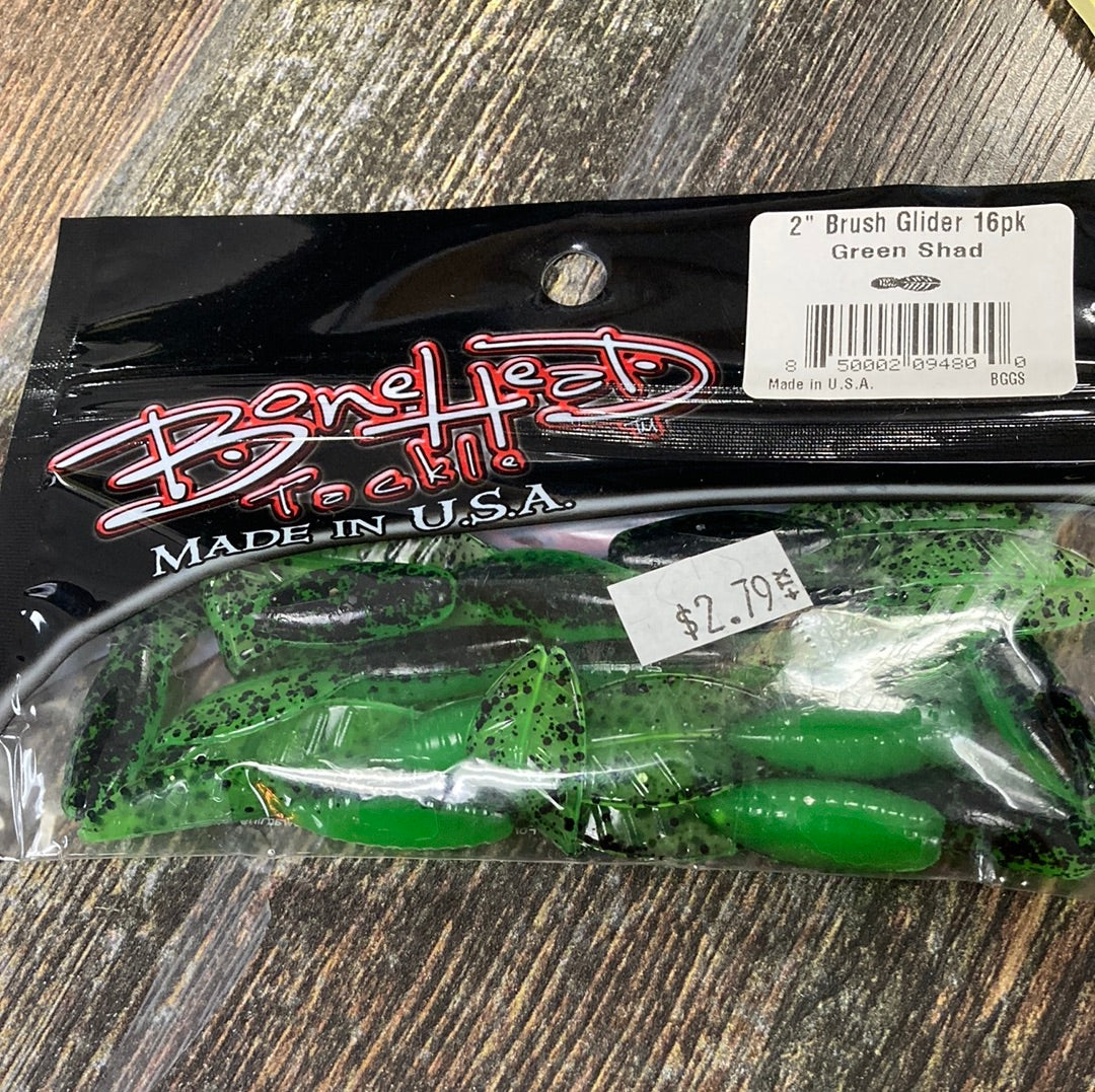 Bone Head Brush Glider 2" Green Shad