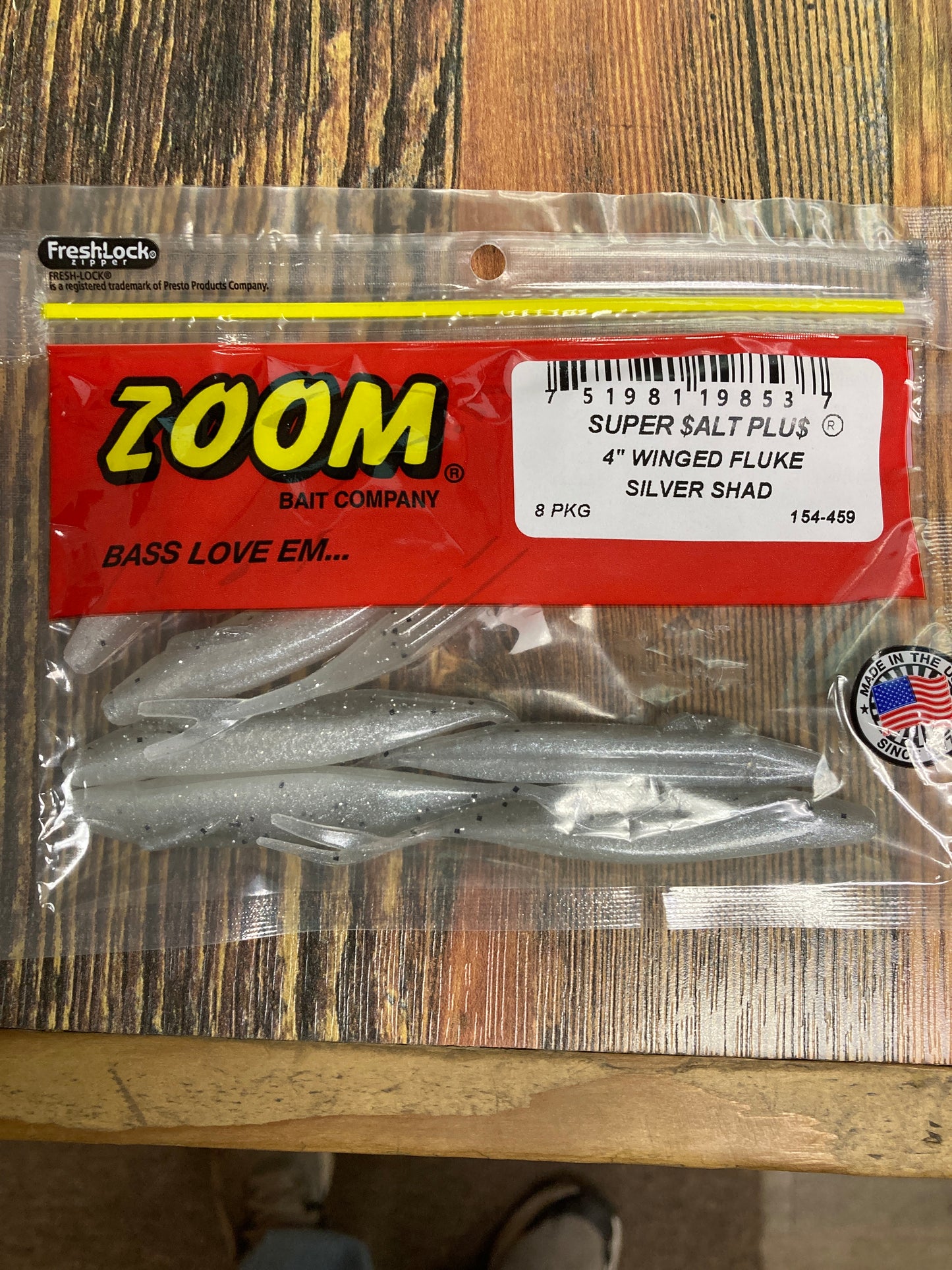 Zoom 4” Winged Fluke - Silver Shad
