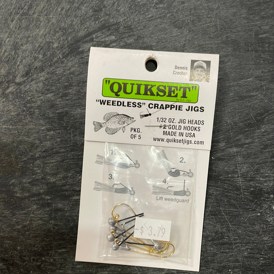 Quiet Weedless Crappie Jigs 1/32 oz. #2 hk