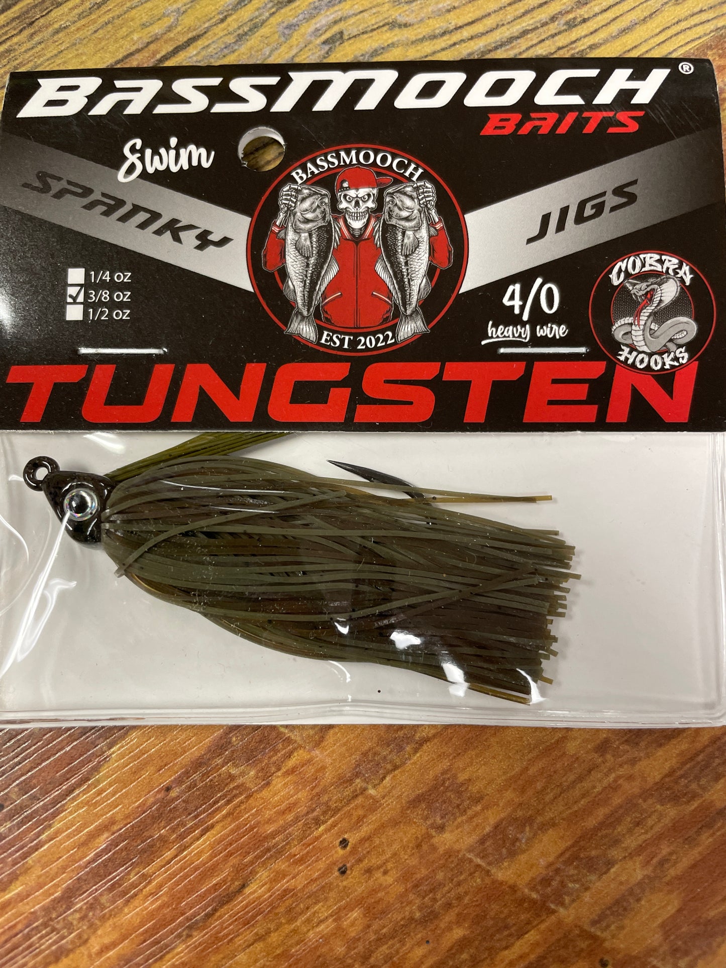 Bassmooch Baits Spanky Swim Jig 3/8oz Green Pumpkin