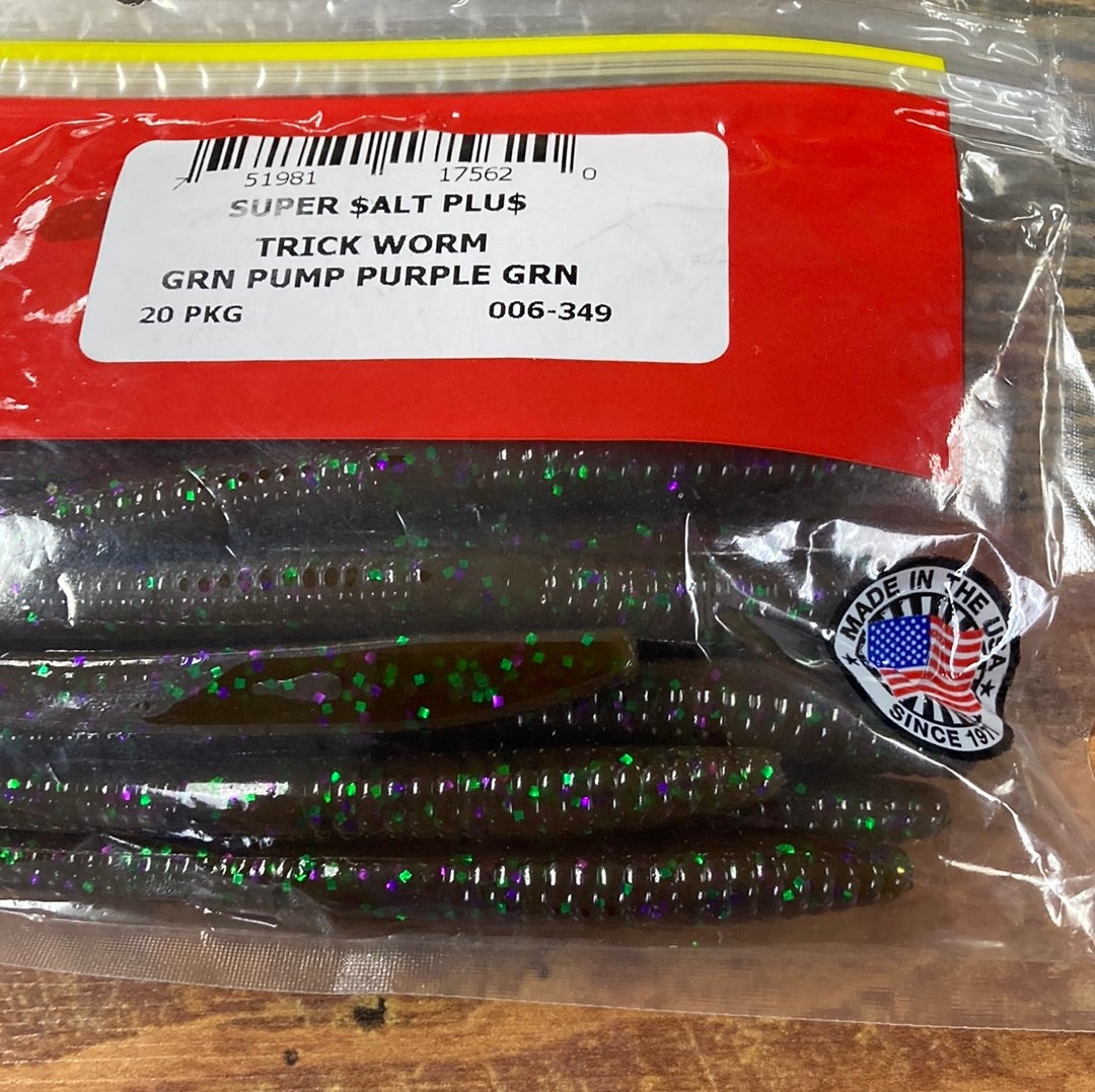 Zoom Trick Worm - Green Pumpkin Purple Green