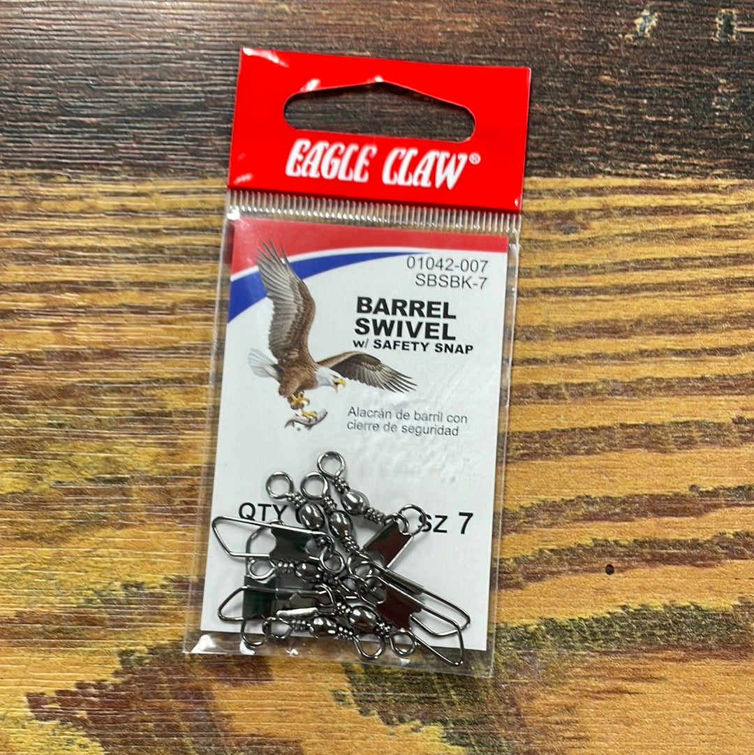 Eagle Claw Barrell Swivel Safety Snap Size 7 Black