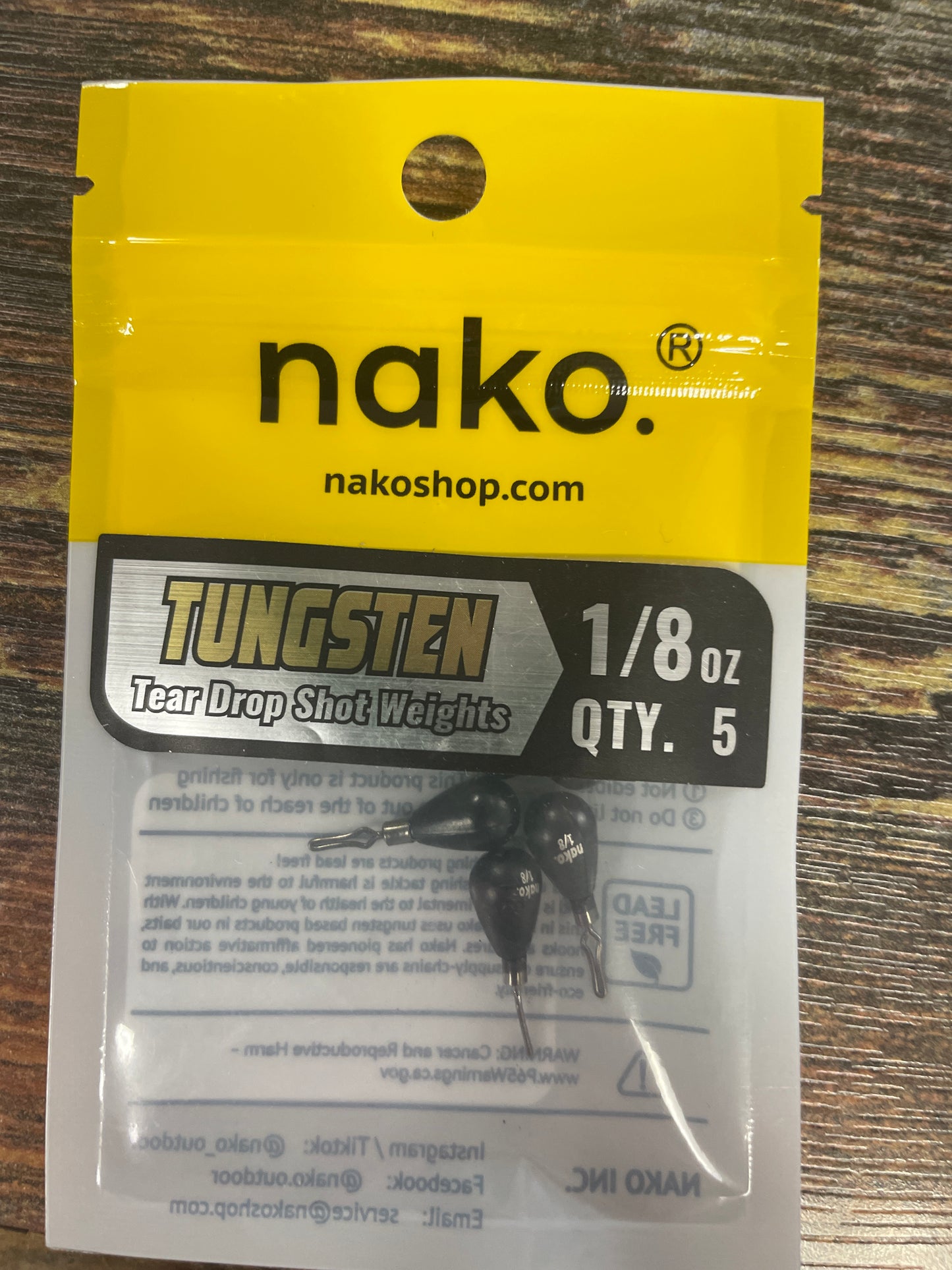 Nako Tungsten Tear Drop Shot 1/8 oz.