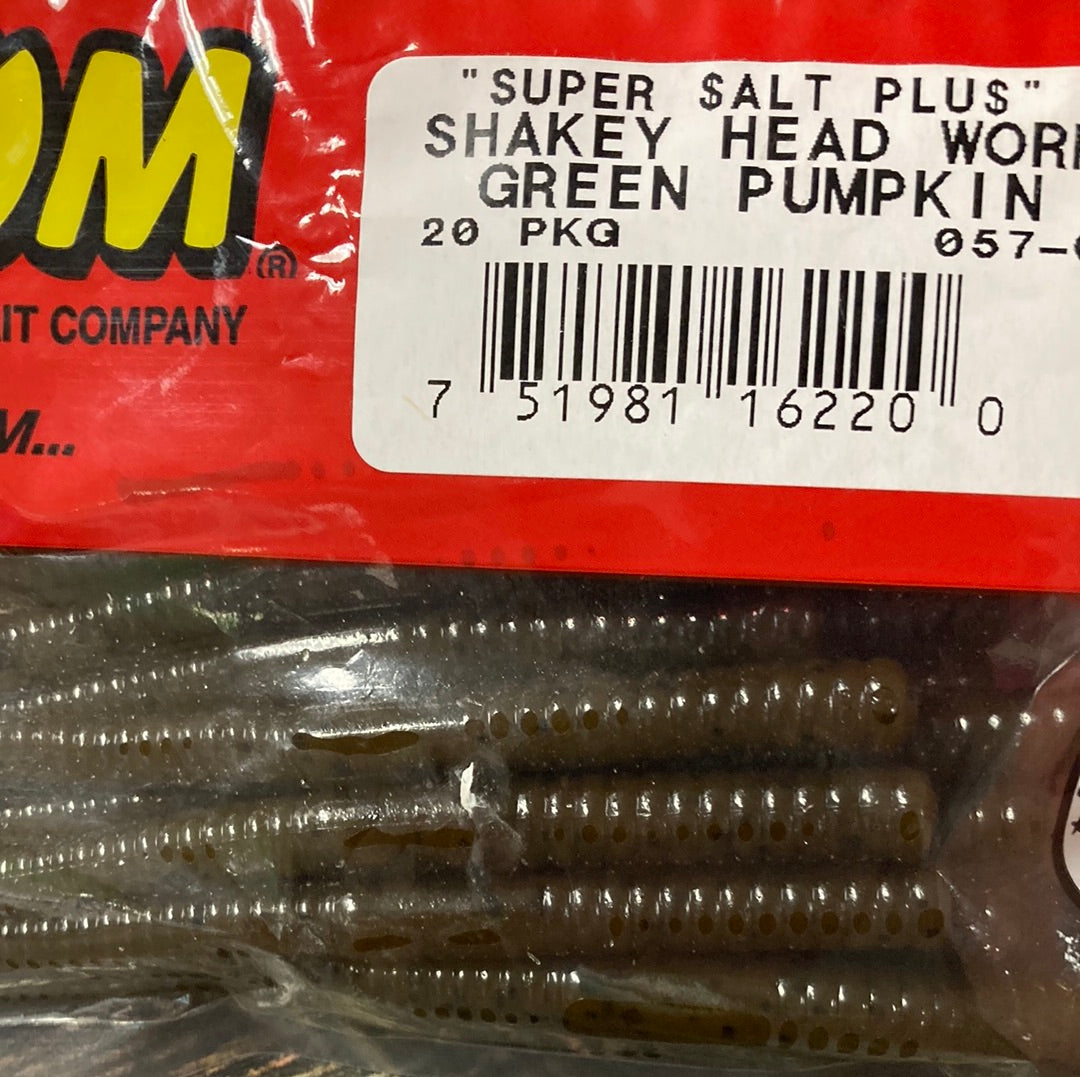 Zoom Shakey Head Worm - Green Pumpkin