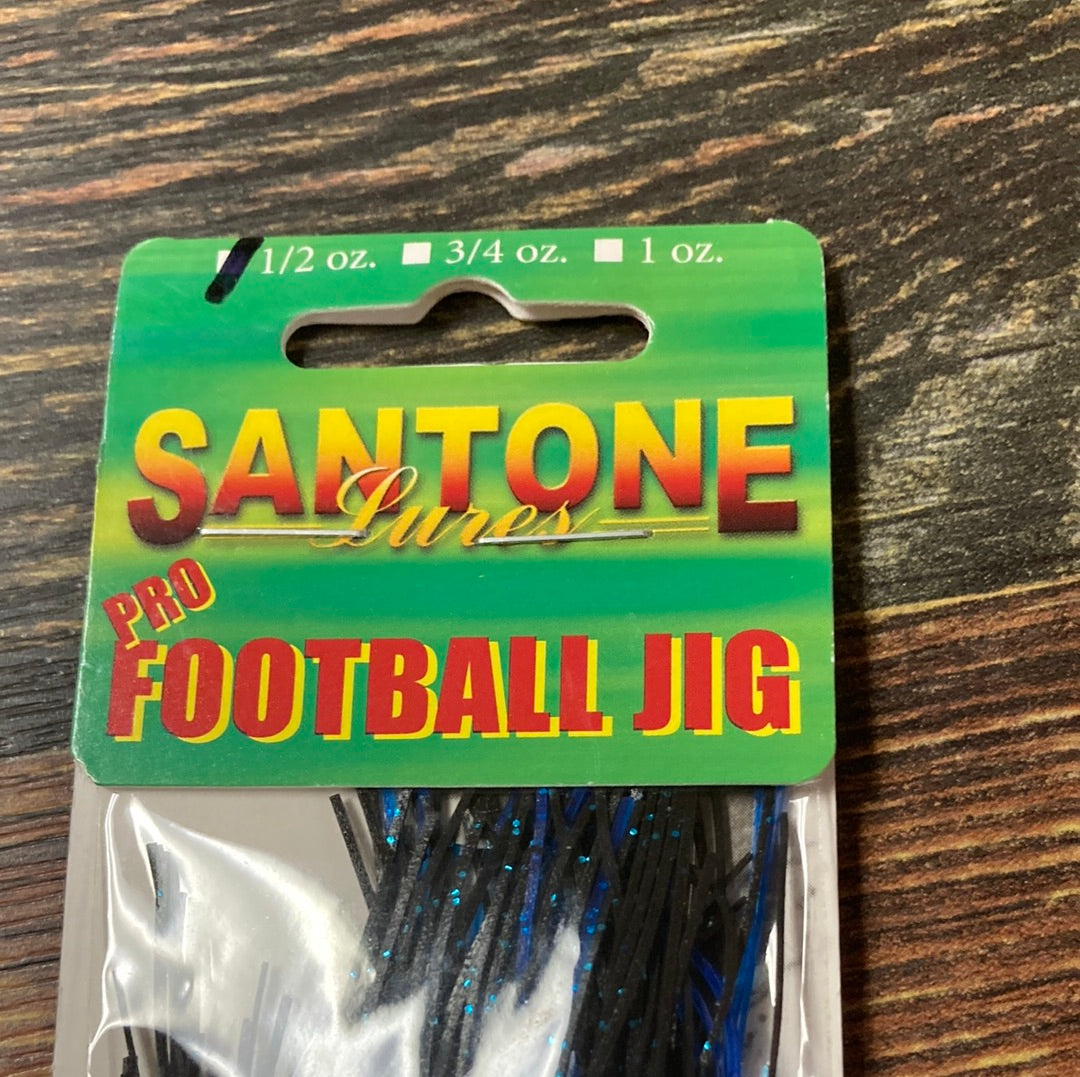 Santone Football Jig 1/2 oz. Black/Blue Accent
