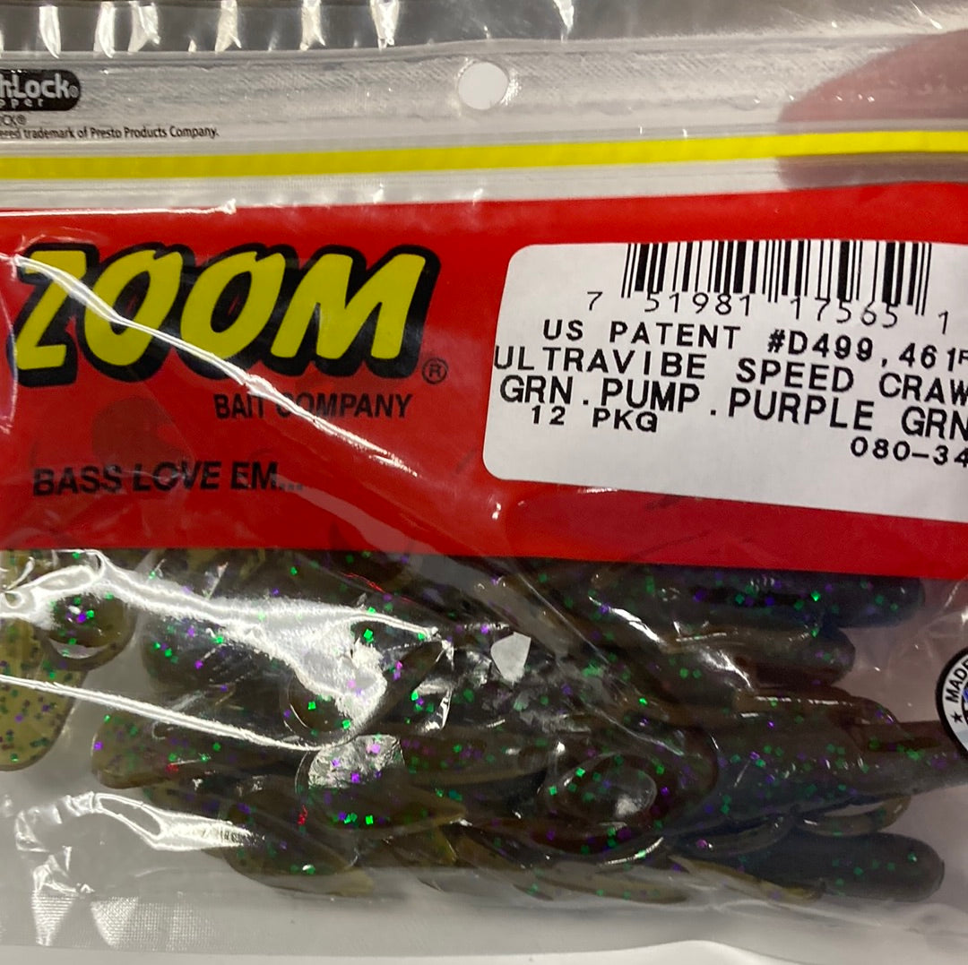 Zoom U-V Speed Craw - Green Pumpkin Purple Green