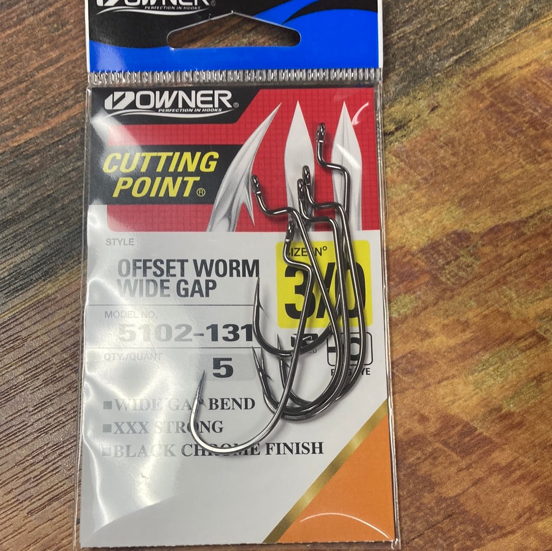 Owner Offset Worm Wide Gap 3/0 Chrome Black