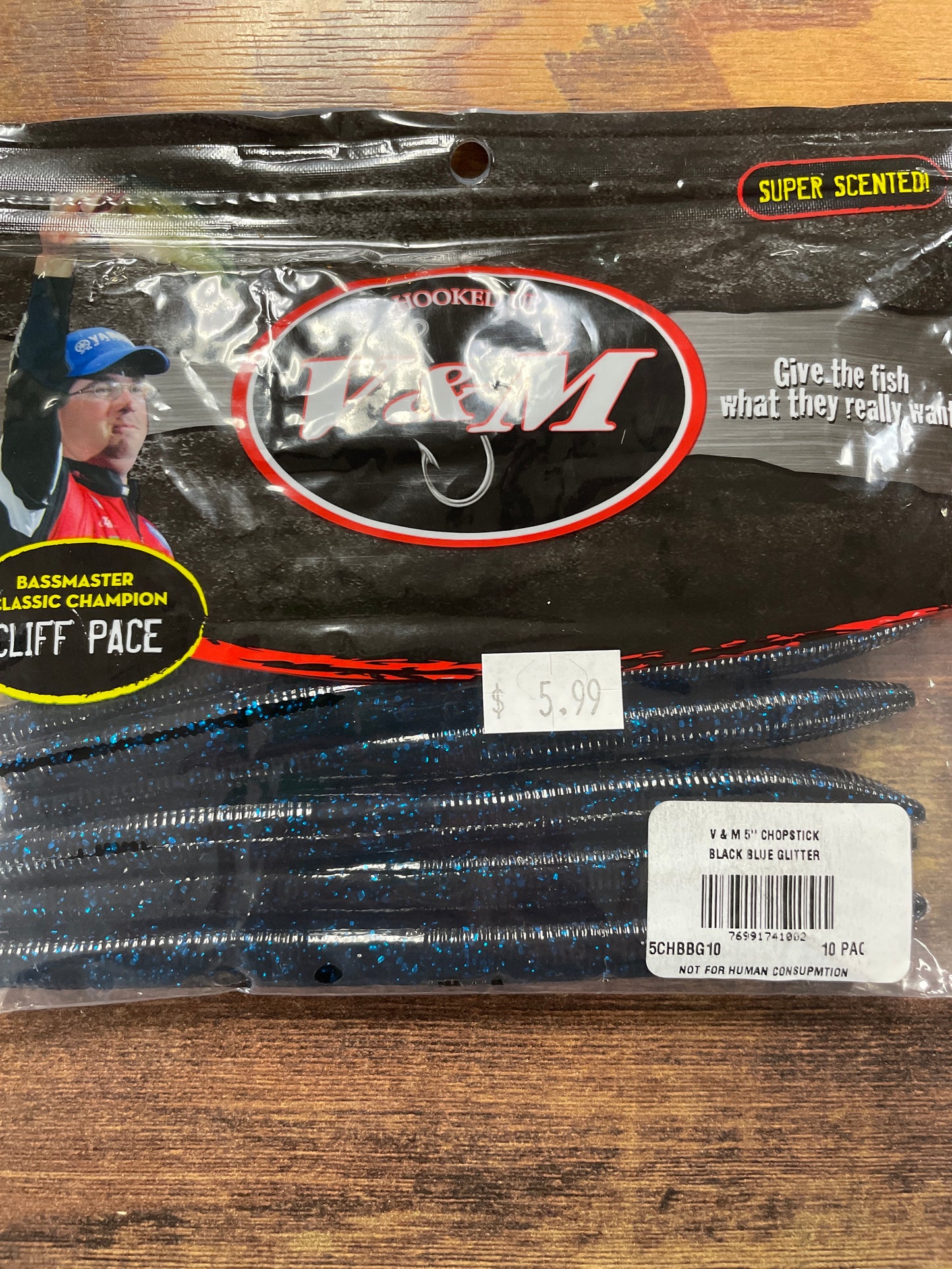 V&M Chopstick 5" Black Blue Glitter