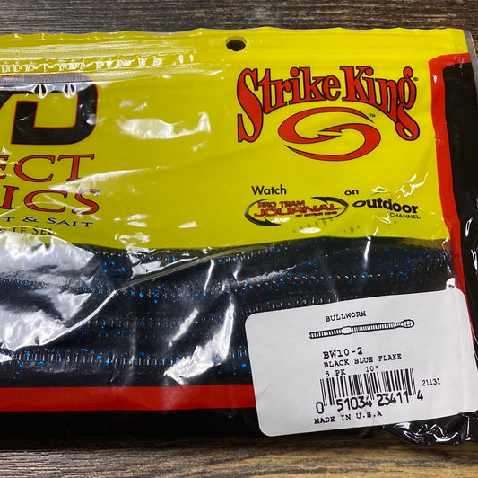 Strike King KVD Bull Worm 10" Black Blue