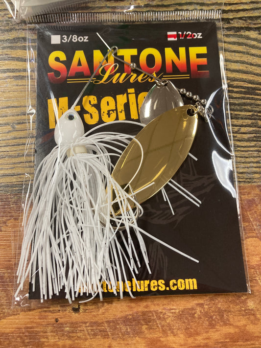 Santone M Series Spinnerbait 1/2 oz. White/Gold Blade