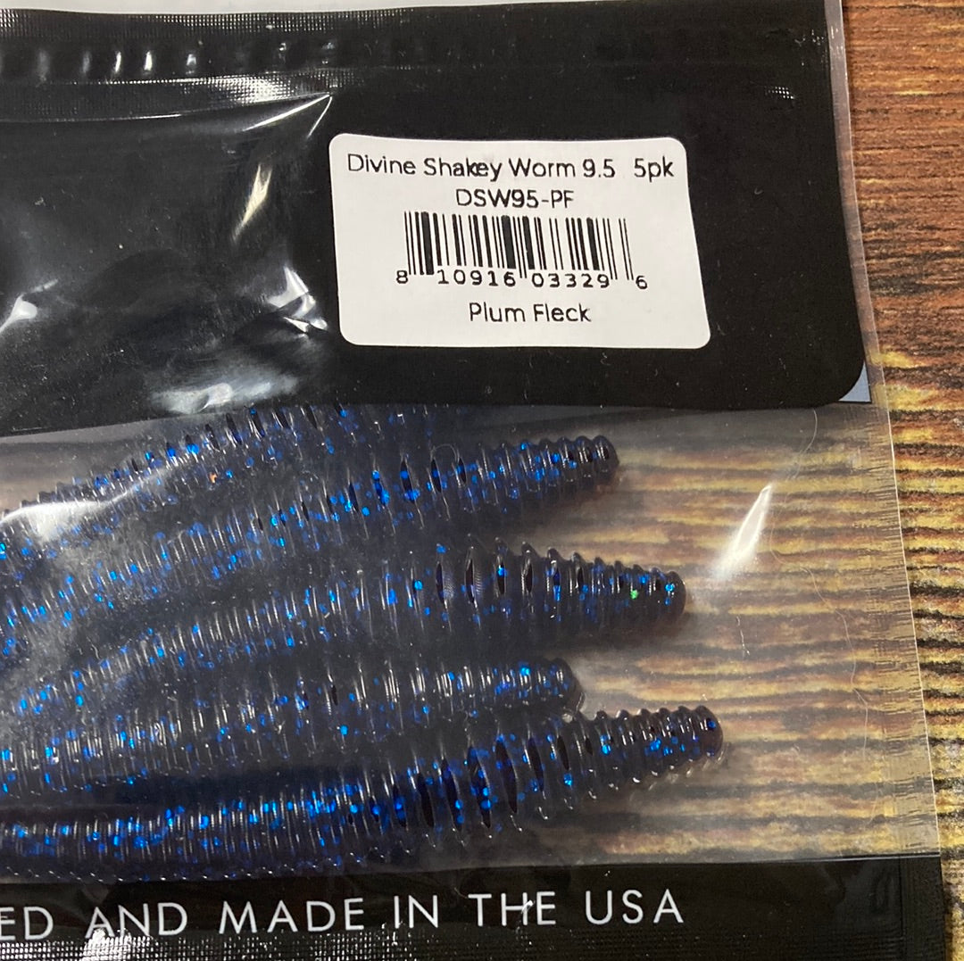 6th Sense Shakey Worm 9.5" Plum Fleck