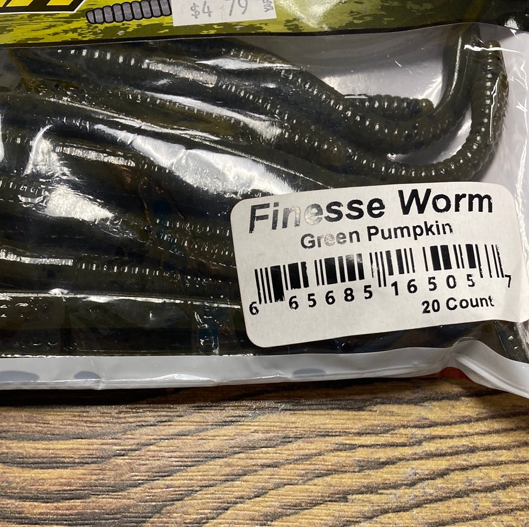 Netbait Finesse Worm - Green pumpkin