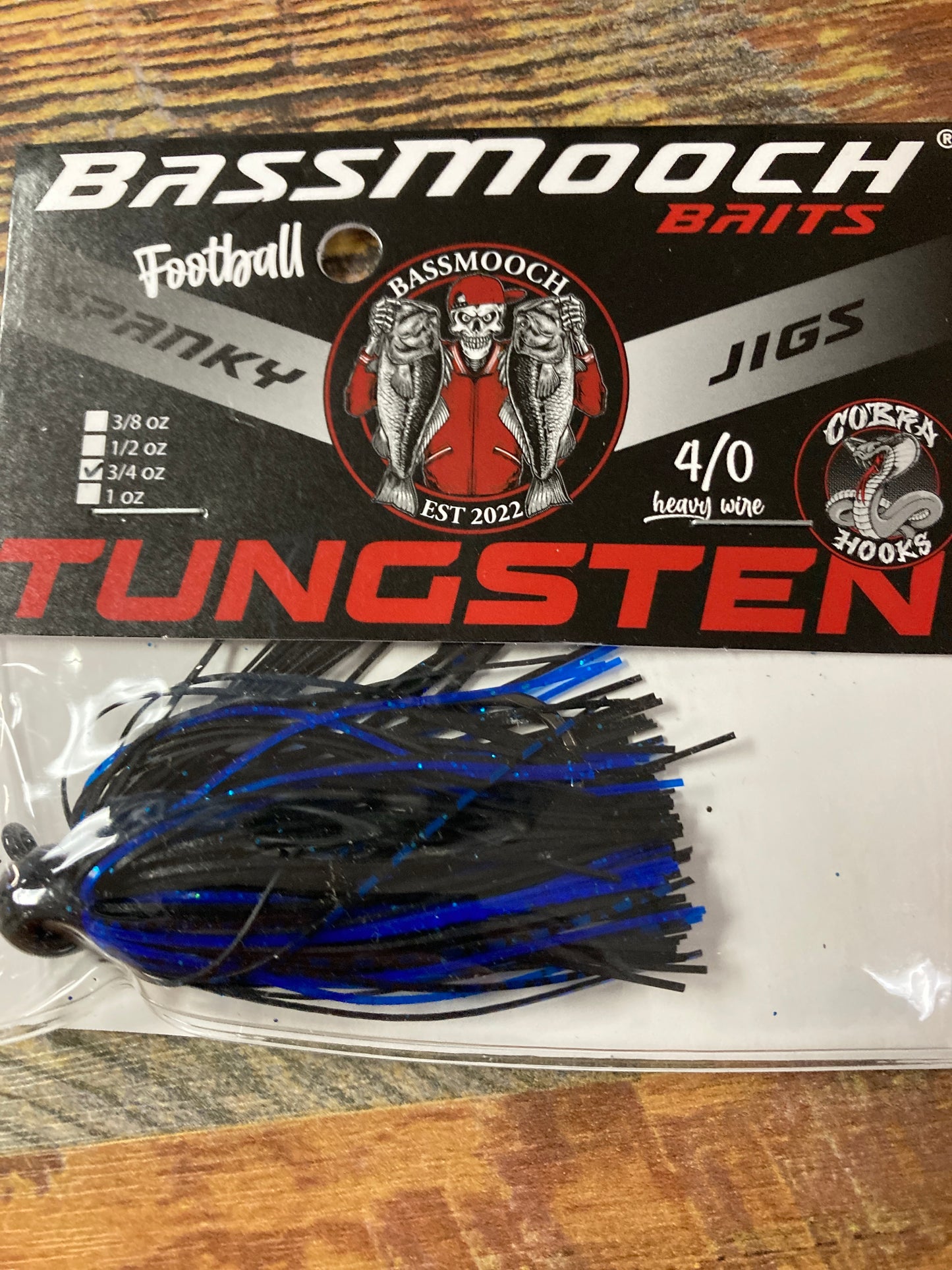 Bassmooch Football  Jigs 3/4 oz Black N Blue