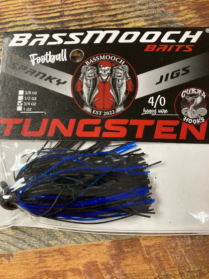 Bassmooch Football  Jigs 3/4 oz Black N Blue