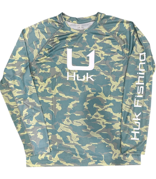 HUK ICON Printed Crew Green 2XL