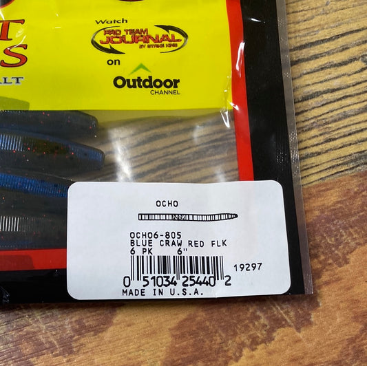 Strike King KVD Ocho Blue Craw 6" Red Flake
