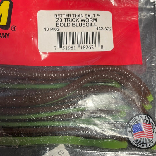 Zoom Z3 Trick Worm - Bold Blue Gill