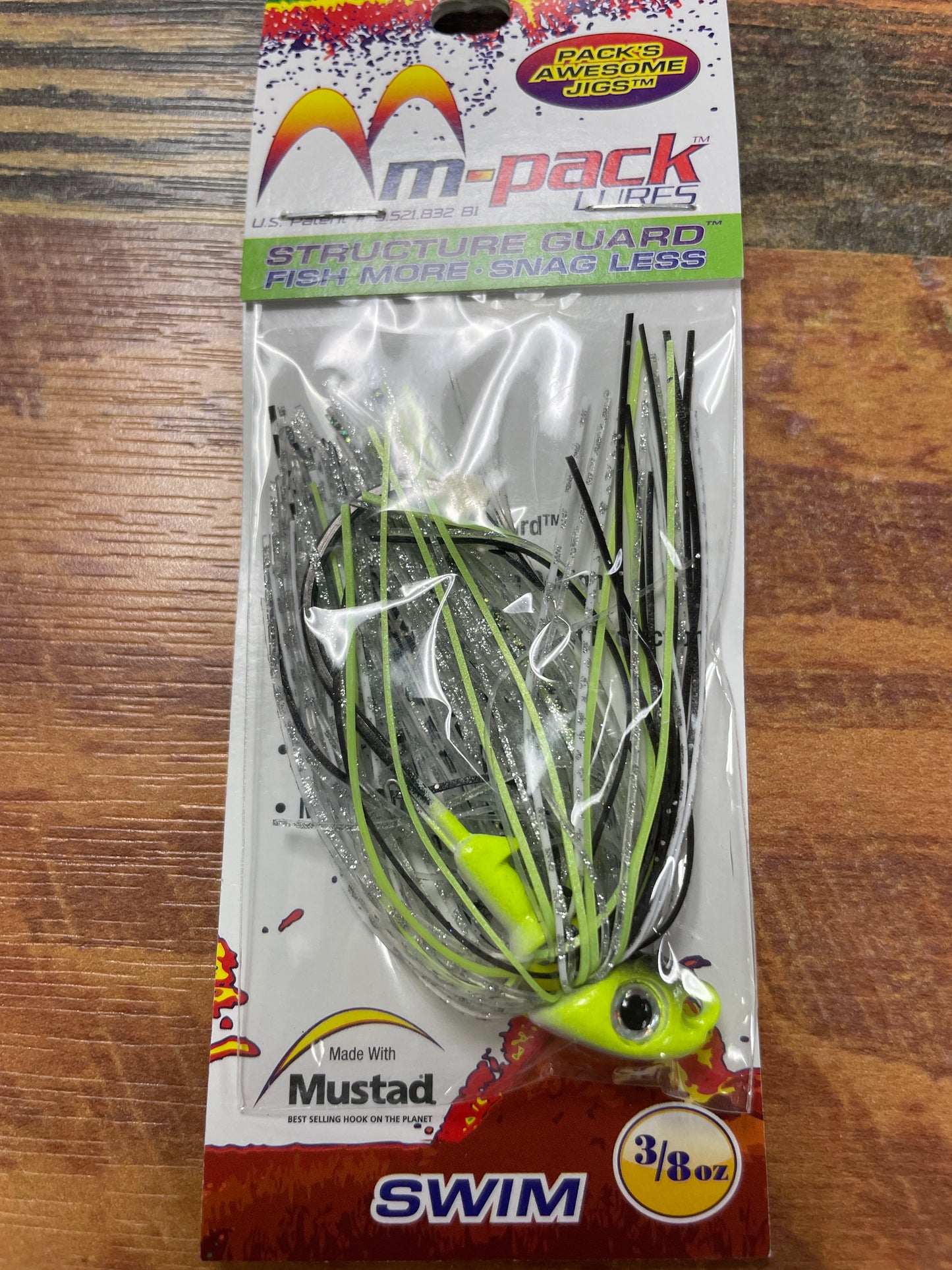 M-Pack Lures 3/8oz FLIPP N JIG Chartreuse Shad