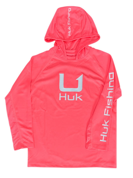 HUK ICON HOODIE YXS coral