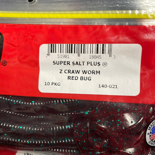 Zoom Z Craw Worm - Red Bug