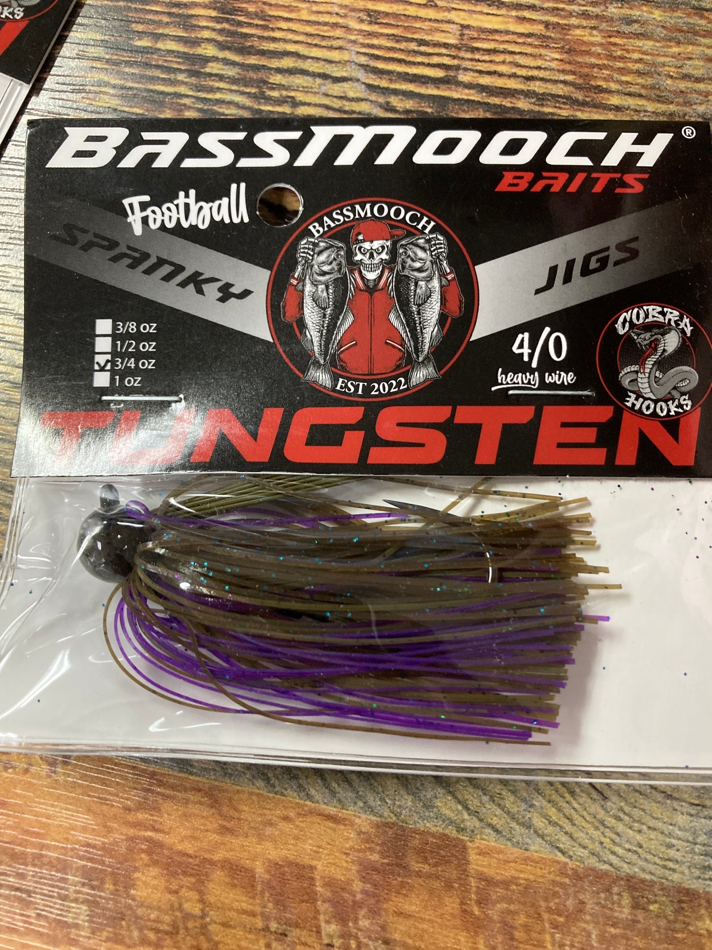 Bassmooch Football Jigs 3/4 oz Green Pumpkin Candy