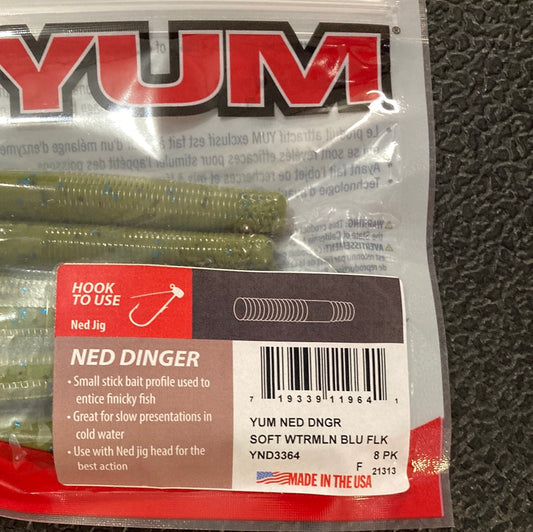 Yum Ned Dinger Watermelon Blue Fleck