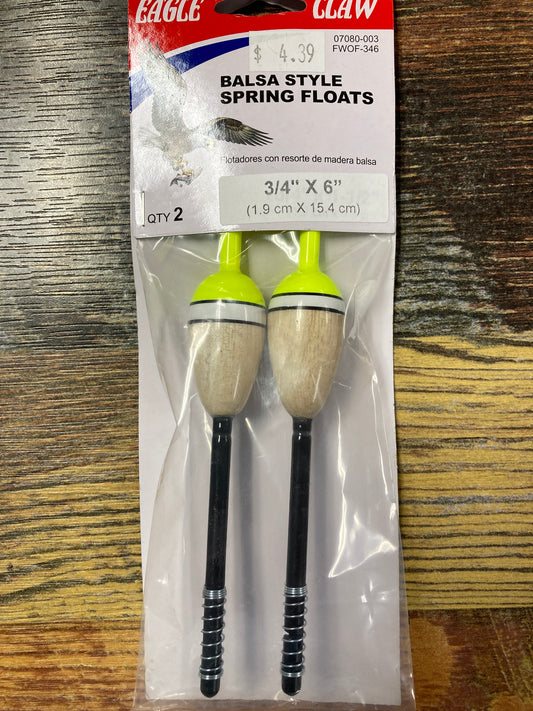 Eagle Claw Balsa Spring Floats 3/4" X 6"