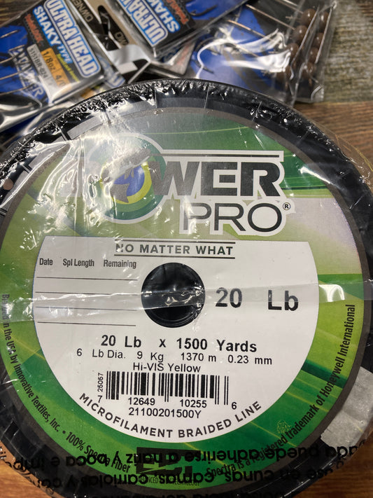 Power Pro Hi Vis Braid 20 lb. 1500 yd - Yellow