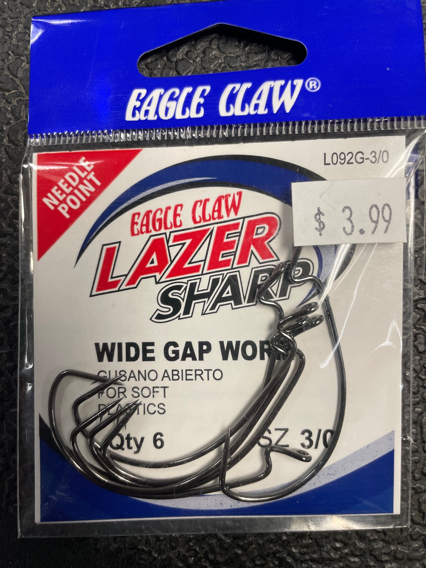Eagle Claw Lazer Sharp Wide Gap Worm 10/0