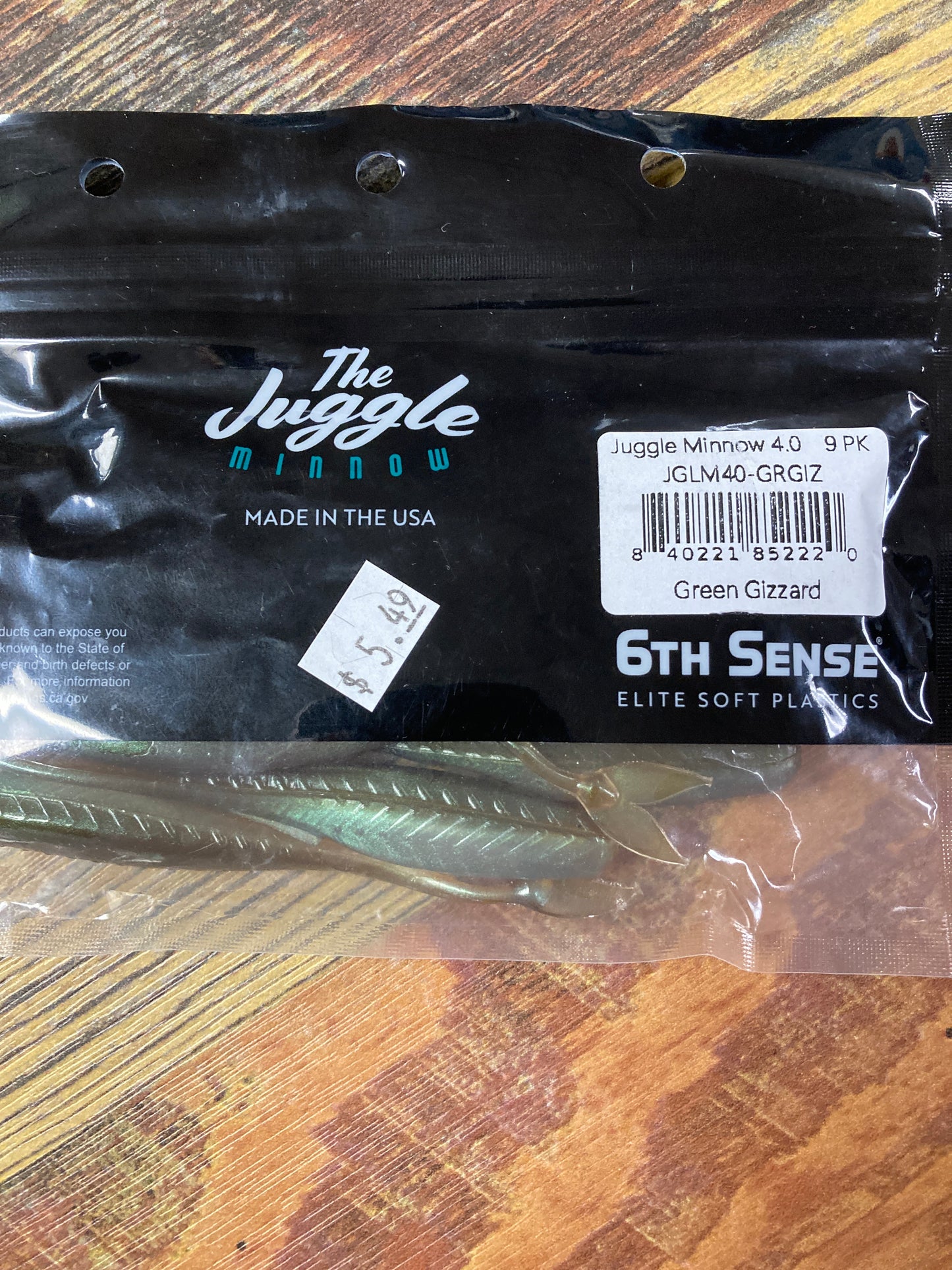 6th Sense Juggle Minnow 4” Green Gizzard