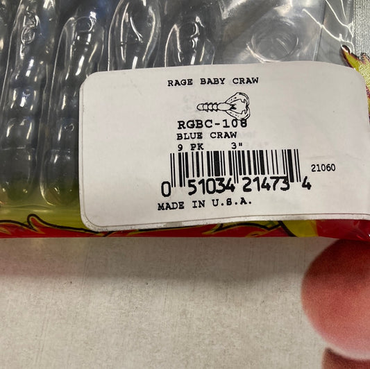 Strike King Rage Tail Baby Craw 3" Blue Craw