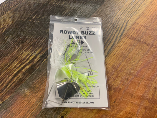 Rowdy Buzz Lures 3/8 oz. White /Chartreuse