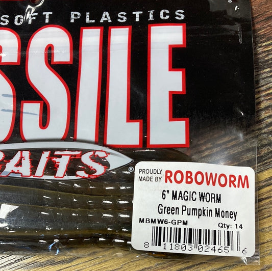 Missile Magic Worm 6" Green pumpkin money
