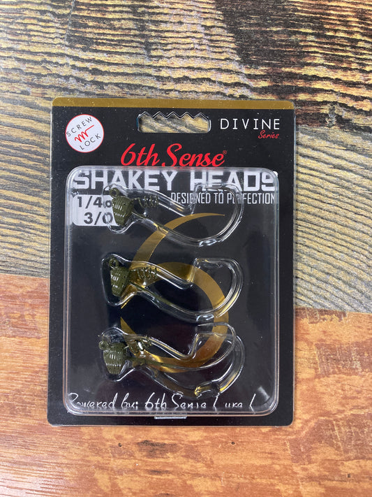 6th Sense Divine Shakey Heads 1/4 oz. 3/0 Green Pumpkin