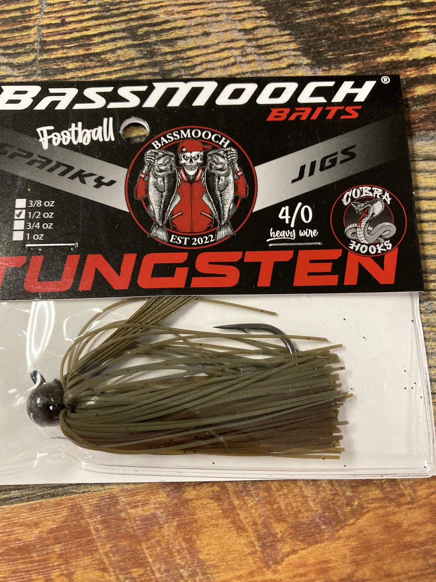 Bass Mooch Tungsten Jigs 1/2 oz Green Pumpkin