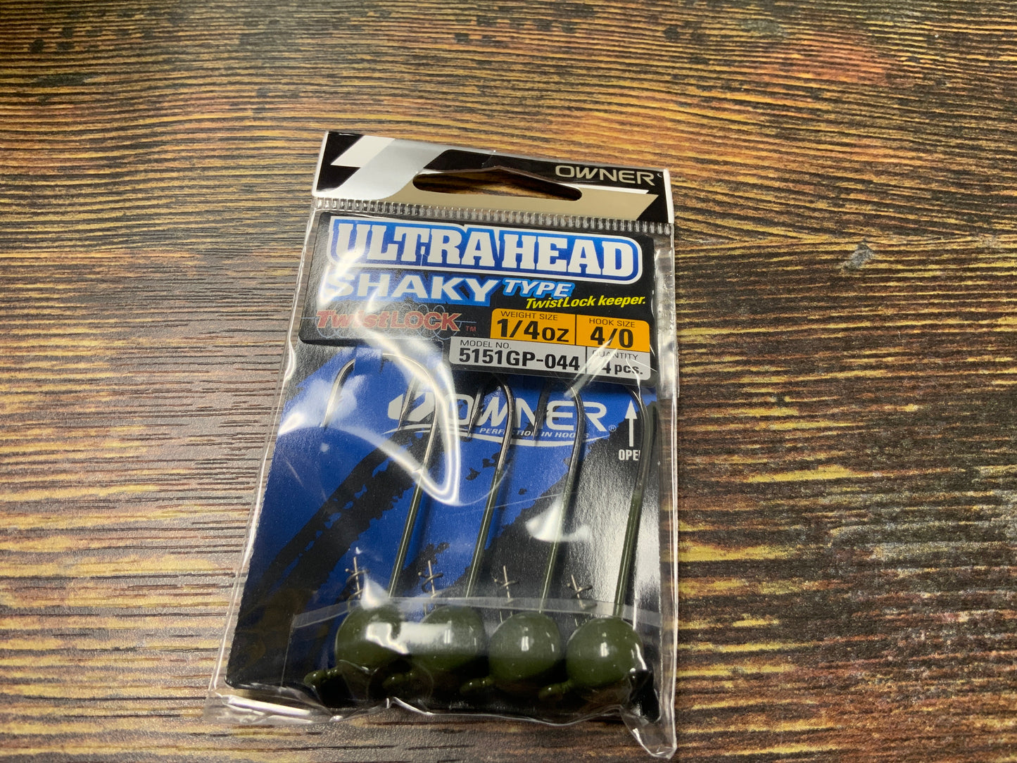 Owner Ultra Shaky Head 1/4 oz.4/0 Green Pumpkin
