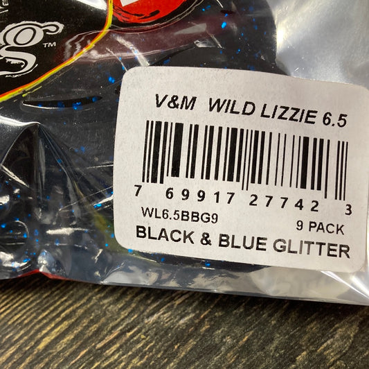 V&M Wild Lizzie 6.5" Black Blue Glitter