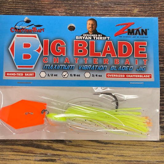 Zman Big Blade chatter bait chart white orange