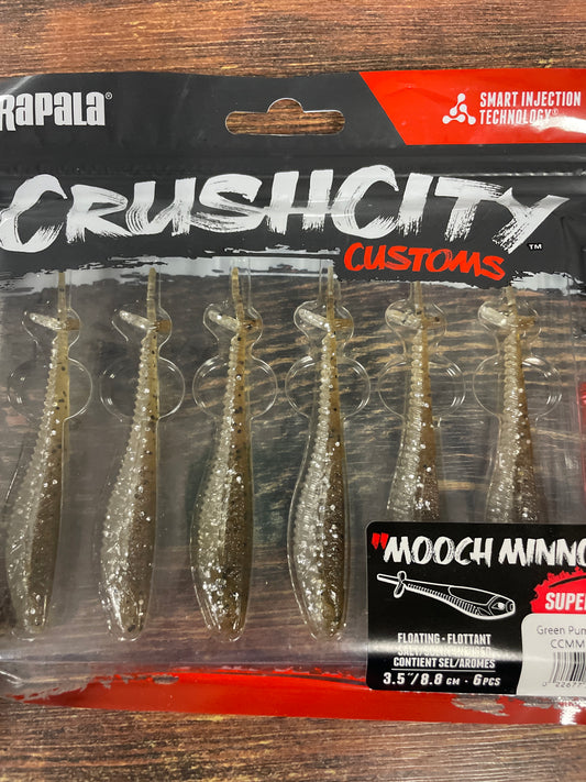 Rapala Crush City Mooch Minnow 3-1/2" Green Pumpkin Disco