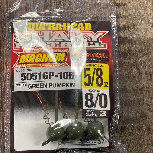 Owner Ultra Head Shaky Head 5/8oz 8/0 Green Pumpkin