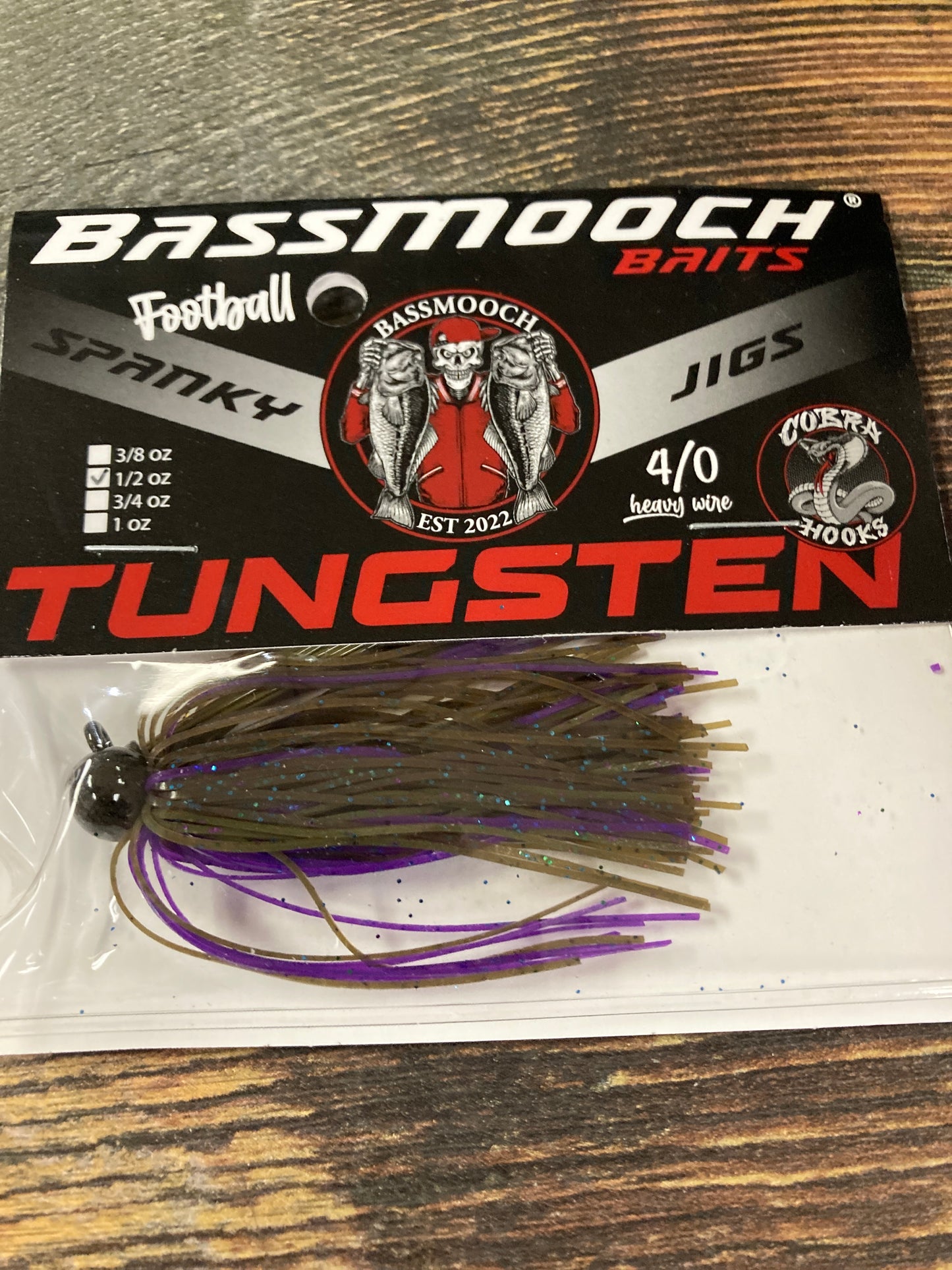 Bassmooch Football Jigs 1/2 oz Green Pumpkin Candy