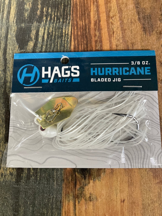 Hags Baits Hurricane - White 3/8 oz. Gold Blade