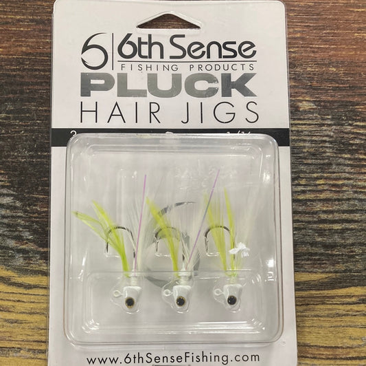 6th Sense Pluck Hair Jigs 1/16 oz. Chartreuse Minnow