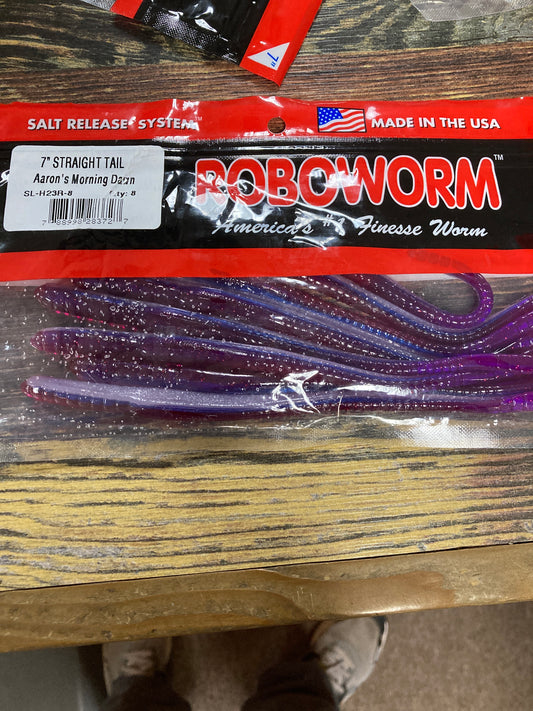 Roboworm Straight Tail Worm 7" Aarons Morning Dawn