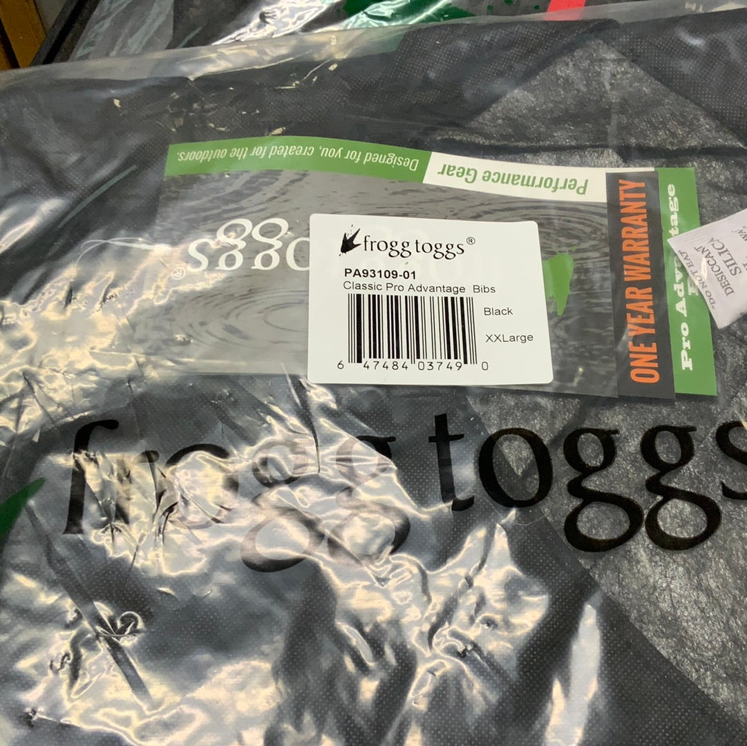 Frogg Toggs Pro Advantage Bib Pants - 2X - Black