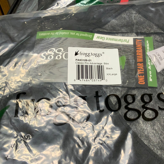 FROG TOGGS PRO ADVANTAGE BIBS RAIN PANTS 2X BLACK